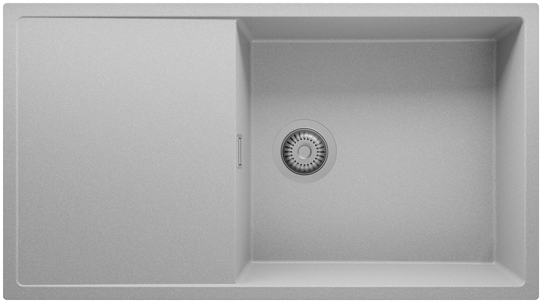 Granit sink with large bowl + FREEBIE single-bowl overcounter with drainer for cabinets from 60 cm colour grey Ibiza 900-60. Primagran