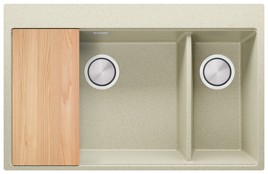 Double-bowl granite kitchen sink without drainer Oslo 80 Duo TOP + Freebie