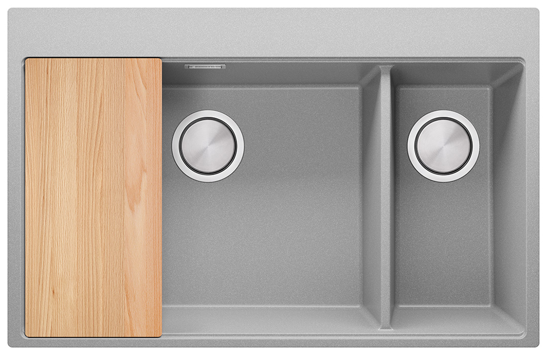Double-bowl granite kitchen sink without drainer Oslo 80 Duo TOP + Freebie