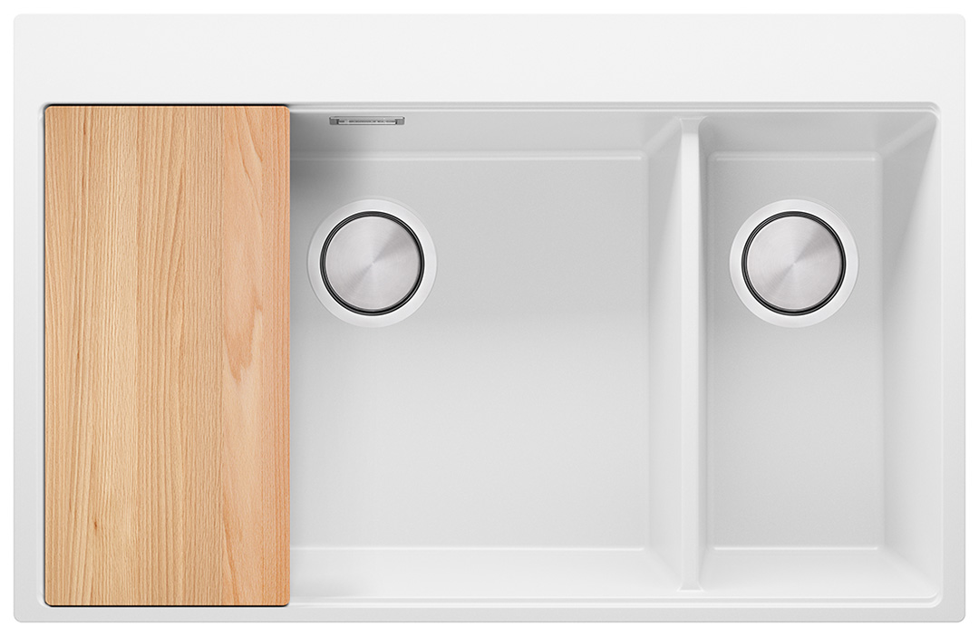 Double-bowl granite kitchen sink without drainer Oslo 80 Duo TOP + Freebie