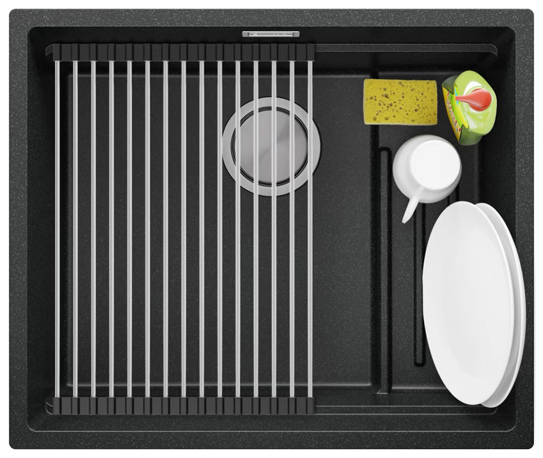 Undermount granite kitchen sink with internal Step drainer and the largest bowl XXL Prague 60 Level + Freebie