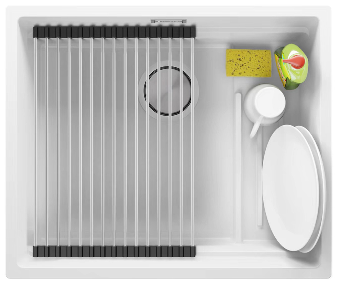 One-bowl granite kitchen sink with internal Step drainer and largest bowl XXL Prague 60 Level Slim + Freebie